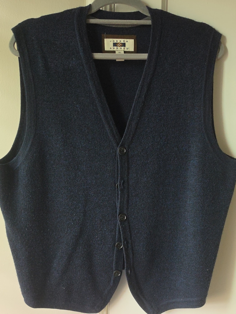 Joseph Abboud Navy Blue V‑Neck Button Sweater Vest